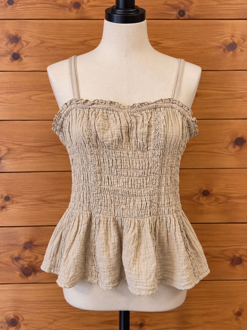 Universal Thread Beige Smocked Peplum Cami